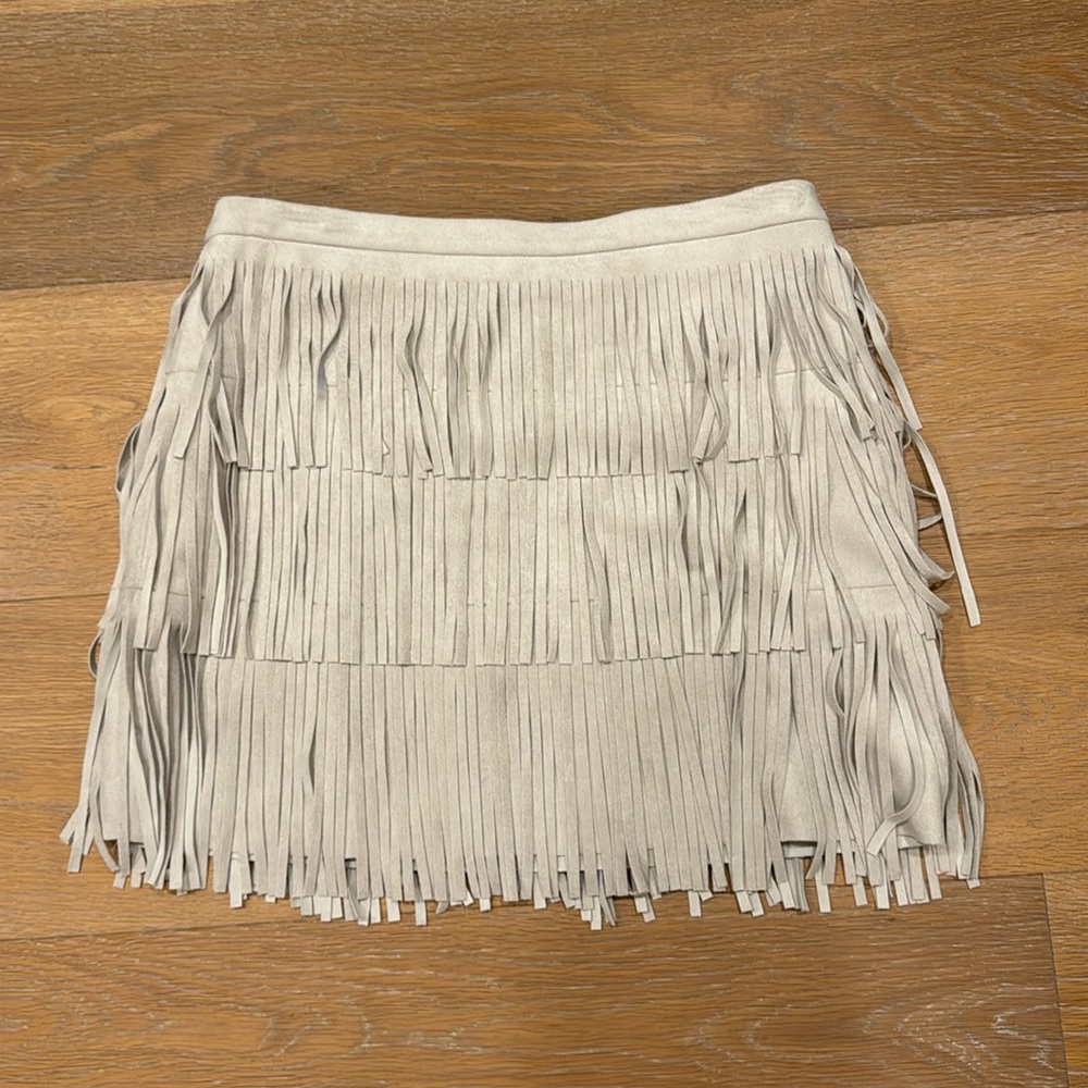BCBGMAXAZRIA Lotti fringe tiered mini skirt - Picture 3 of 8